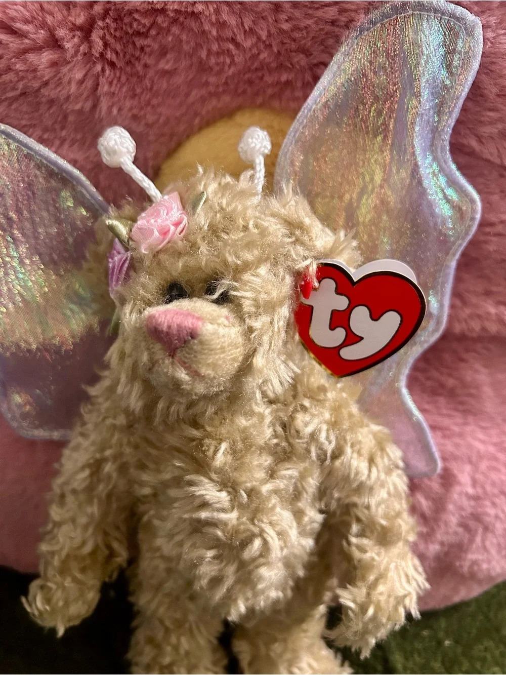 TY Attic Treasures Rafaella 1993 Beige Fairy Bear with Iridescent Wings